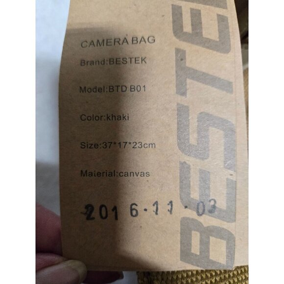 Bestek Canvas Messenger Bag For Cameras W/ Adjustable Strap & Buckles Khaki - Picture 12 of 16